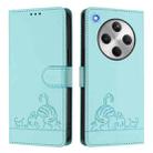 For OPPO Find X8 Cat Rat Embossed Pattern RFID Leather Phone Case with Lanyard(Mint Green) - 2