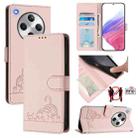 For OPPO Find X8 Cat Rat Embossed Pattern RFID Leather Phone Case with Lanyard(Pink) - 1