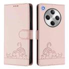 For OPPO Find X8 Cat Rat Embossed Pattern RFID Leather Phone Case with Lanyard(Pink) - 2