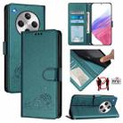 For OPPO Find X8 Cat Rat Embossed Pattern RFID Leather Phone Case with Lanyard(Peacock Green) - 1