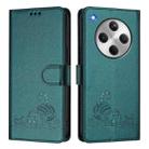 For OPPO Find X8 Cat Rat Embossed Pattern RFID Leather Phone Case with Lanyard(Peacock Green) - 2