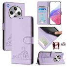 For OPPO Find X8 Cat Rat Embossed Pattern RFID Leather Phone Case with Lanyard(Purple) - 1