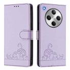 For OPPO Find X8 Cat Rat Embossed Pattern RFID Leather Phone Case with Lanyard(Purple) - 2