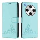 For OPPO Find X8 Pro Cat Rat Embossed Pattern RFID Leather Phone Case with Lanyard(Mint Green) - 2