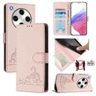 For OPPO Find X8 Pro Cat Rat Embossed Pattern RFID Leather Phone Case with Lanyard(Pink) - 1