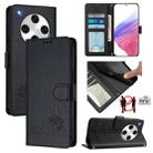 For OPPO Find X8 Pro Cat Rat Embossed Pattern RFID Leather Phone Case with Lanyard(Black) - 1