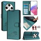 For OPPO Find X8 Pro Cat Rat Embossed Pattern RFID Leather Phone Case with Lanyard(Peacock Green) - 1