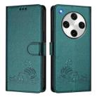 For OPPO Find X8 Pro Cat Rat Embossed Pattern RFID Leather Phone Case with Lanyard(Peacock Green) - 2