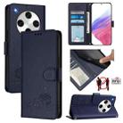 For OPPO Find X8 Pro Cat Rat Embossed Pattern RFID Leather Phone Case with Lanyard(Blue) - 1