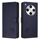 For OPPO Find X8 Pro Cat Rat Embossed Pattern RFID Leather Phone Case with Lanyard(Blue) - 2
