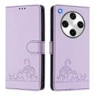 For OPPO Find X8 Pro Cat Rat Embossed Pattern RFID Leather Phone Case with Lanyard(Purple) - 2