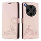 For OPPO Find X8 Ultra Cat Rat Embossed Pattern RFID Leather Phone Case with Lanyard(Pink) - 2