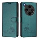 For OPPO Find X8 Ultra Cat Rat Embossed Pattern RFID Leather Phone Case with Lanyard(Peacock Green) - 2