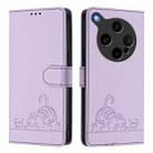 For OPPO Find X8 Ultra Cat Rat Embossed Pattern RFID Leather Phone Case with Lanyard(Purple) - 2