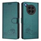 For OPPO Find X8s Cat Rat Embossed Pattern RFID Leather Phone Case with Lanyard(Peacock Green) - 2