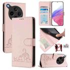 For OPPO Find X8s+ Cat Rat Embossed Pattern RFID Leather Phone Case with Lanyard(Pink) - 1