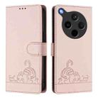 For OPPO Find X8s+ Cat Rat Embossed Pattern RFID Leather Phone Case with Lanyard(Pink) - 2