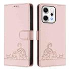For OPPO Reno14 Pro 5G Global Cat Rat Embossed Pattern RFID Leather Phone Case with Lanyard(Pink) - 2