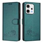 For OPPO Reno14 Pro 5G Global Cat Rat Embossed Pattern RFID Leather Phone Case with Lanyard(Peacock Green) - 2