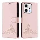 For OPPO Reno14 5G Global Cat Rat Embossed Pattern RFID Leather Phone Case with Lanyard(Pink) - 2