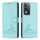 For OPPO A5 5G Global / A3 Pro 5G Global Cat Rat Embossed Pattern RFID Leather Phone Case with Lanyard(Mint Green) - 2