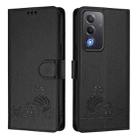 For OPPO A5 5G Global / A3 Pro 5G Global Cat Rat Embossed Pattern RFID Leather Phone Case with Lanyard(Black) - 2