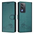 For OPPO A5 5G Global / A3 Pro 5G Global Cat Rat Embossed Pattern RFID Leather Phone Case with Lanyard(Peacock Green) - 2