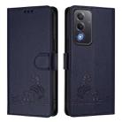 For OPPO A5 5G Global / A3 Pro 5G Global Cat Rat Embossed Pattern RFID Leather Phone Case with Lanyard(Blue) - 2