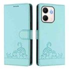 For OPPO A5x 4G Global / 5G Global Cat Rat Embossed Pattern RFID Leather Phone Case with Lanyard(Mint Green) - 2