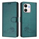 For OPPO A5x 4G Global / 5G Global Cat Rat Embossed Pattern RFID Leather Phone Case with Lanyard(Peacock Green) - 2
