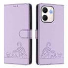 For OPPO A5x 4G Global / 5G Global Cat Rat Embossed Pattern RFID Leather Phone Case with Lanyard(Purple) - 2