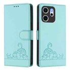 For OPPO Reno14 F 5G Cat Rat Embossed Pattern RFID Leather Phone Case with Lanyard(Mint Green) - 2