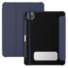 For iPad Pro 12.9 2022 / 2021 / 2020 Carbon Fiber Leather Smart Tablet Case(Navy Blue) - 1