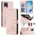 For Realme 8 4G / 8 Pro 4G Cat Rat Embossed Pattern RFID Leather Phone Case with Lanyard(Pink) - 1