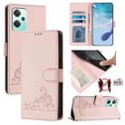 For Realme 9 Pro 5G Global Cat Rat Embossed Pattern RFID Leather Phone Case with Lanyard(Pink) - 1