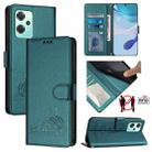 For Realme 9 Pro 5G Global Cat Rat Embossed Pattern RFID Leather Phone Case with Lanyard(Peacock Green) - 1