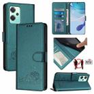 For Realme 9 5G EU Version Cat Rat Embossed Pattern RFID Leather Phone Case with Lanyard(Peacock Green) - 1