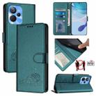 For Realme 10T 5G / 10S 5G Cat Rat Embossed Pattern RFID Leather Phone Case with Lanyard(Peacock Green) - 1