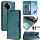 For Realme 11 5G Global / 11X 5G Cat Rat Embossed Pattern RFID Leather Phone Case with Lanyard(Peacock Green) - 1