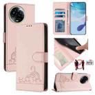 For Realme C67 5G India Cat Rat Embossed Pattern RFID Leather Phone Case with Lanyard(Pink) - 1