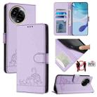 For Realme Narzo 60x 5G Global Cat Rat Embossed Pattern RFID Leather Phone Case with Lanyard(Purple) - 1