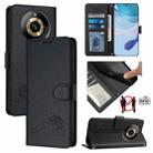 For Realme Narzo 60 Pro Global Cat Rat Embossed Pattern RFID Leather Phone Case with Lanyard(Black) - 1