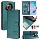 For Realme Narzo 60 Pro Global Cat Rat Embossed Pattern RFID Leather Phone Case with Lanyard(Peacock Green) - 1