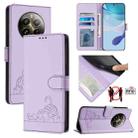 For Realme 12 Pro 5G Global Cat Rat Embossed Pattern RFID Leather Phone Case with Lanyard(Purple) - 1