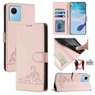 For Realme C30 4G / Narzo 50i Prime Cat Rat Embossed Pattern RFID Leather Phone Case with Lanyard(Pink) - 1