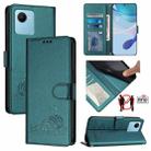 For Realme C30S Cat Rat Embossed Pattern RFID Leather Phone Case with Lanyard(Peacock Green) - 1