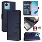 For Realme C30S Cat Rat Embossed Pattern RFID Leather Phone Case with Lanyard(Blue) - 1