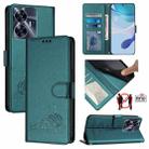 For Realme Narzo N55 Cat Rat Embossed Pattern RFID Leather Phone Case with Lanyard(Peacock Green) - 1