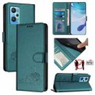 For Realme GT NEO 3T Cat Rat Embossed Pattern RFID Leather Phone Case with Lanyard(Peacock Green) - 1