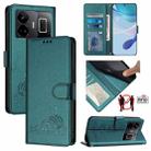 For Realme GT3 5G / GT Neo 5 240W Cat Rat Embossed Pattern RFID Leather Phone Case with Lanyard(Peacock Green) - 1